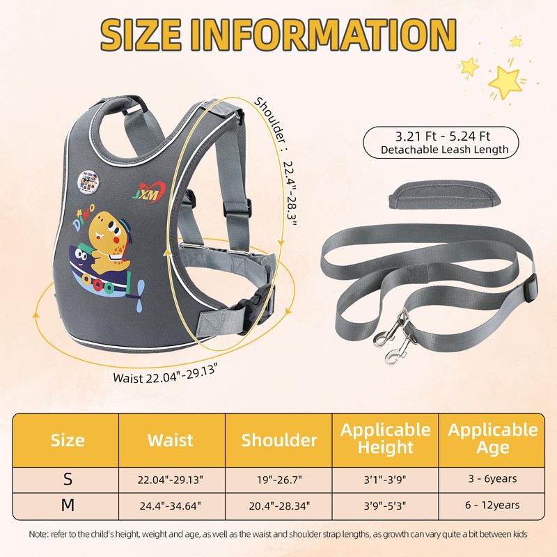 Safety Walking Harness for Kids 3-6, Anti-Elopement Vest Harness for