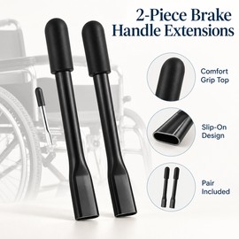 Wheelchair Brake Handle Extensions for Easier Brake Reach – 2-Piece Black Set for Reclining Wheelchairs