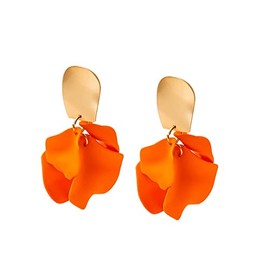 Bohemian Acrylic Rose Flower Petal Floral Tassel Drop Dangle Earrings Large Resin Hanging for Women Party Boho Holiday Summer Wedding Jewelry, Polyester Resin, No Gemstone