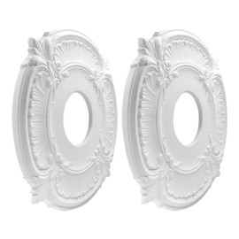 HARSKIYER 2 Pack PU Ceiling Medallion for Chandeliers, 12 Inch OD x 3.5 Inch ID Chandelier Medallion Ceiling Fan Decorative Plate, White Home Lighting Ceiling Medallions Cover Plate for Light Trim