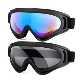 ActHose Ski Goggles,Snow Goggles Snowboard Goggles for Men Women Kids，UV Protection,Skiing accessories, 2 Pack (Black frame multicolored+Black frame gray sheet)