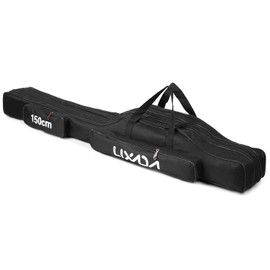 Lixada 3-Layer Portable Folding Fishing Rod Bag Fishing Rod Tools Storage Bag Fishing Tackle Bag Rod Case for Fishing Rods 90/120/150 cm (optional)