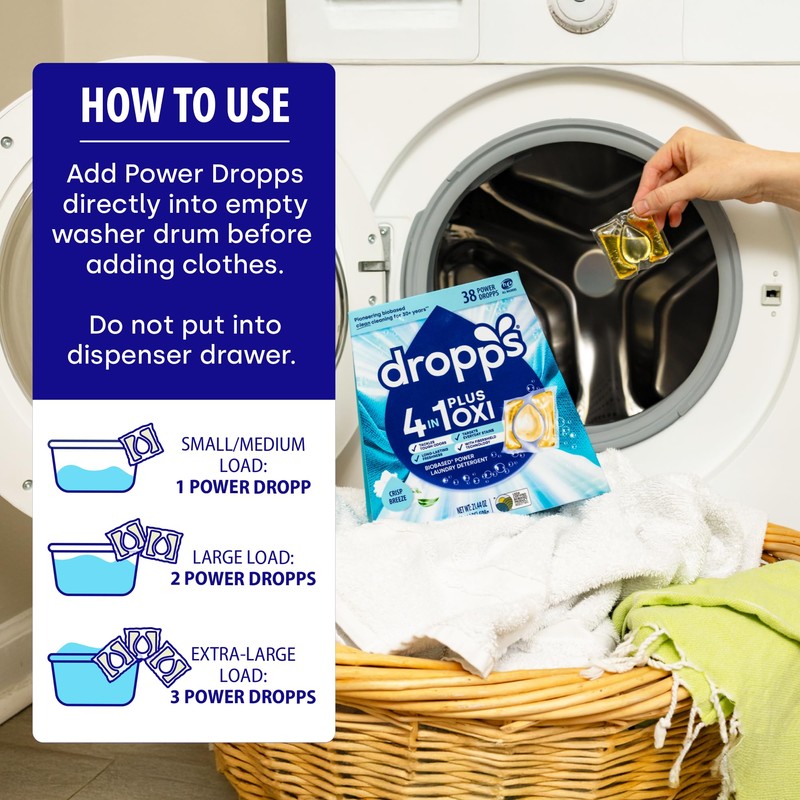 Dropps 4-in-1 Plus Oxi Crisp Breeze Power Biobased Laundry Detergent
