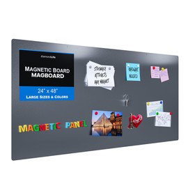 Diamond Life Magnetic Board - Memo & Vision Board for Home, Office, and Classroom - Magnet Board for Kids - Pre-drilled Mounting Screws Included (Silver 24"x48")