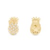 Round Sparkling White Cubic Zirconia Dainty Pineapple Stud Earrings 14k