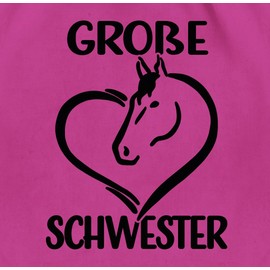 Shirtracer - Gym Bag Backpack - Aunt Gift - Big Sister with Horse and Heart - Black, 01 Fuchsia