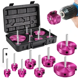 8Pcs PVC Pipe Reamer Kit,PVC Fitting Saver with 1/2",3/4",1",1-1/4",1-1/2",2",3",4" Reamers,PVCs Socket Saver Plumbing Plastic Pipe Reamer Tool Kit for Sch.40 CPVC ABS Hub,Fit Standard 1/2" Drills