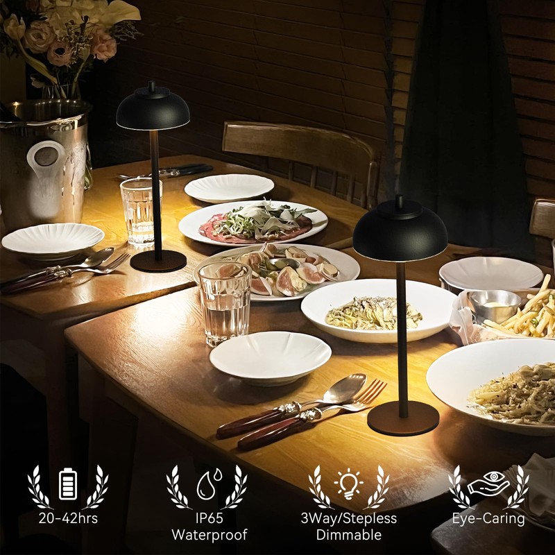 Moragin 2 Pack Led Cordless Table Lamps Rechargeable,Table Lights Battery