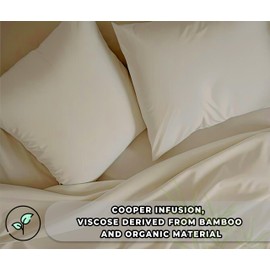 Clementine 6 PC Organic Infused Copper-X Viscose derived from Bamboo Soft Breathable Bed Sheets Taupe King