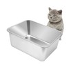Kichwit Large Stainless Steel Cat Litter Box with High Sides,