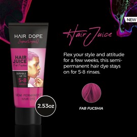 Semi-permanent Hair Dye – Easy, fast to apply intense color, lasts up to 8 washes (Colors: Fab Fuchsia, Mula Green, and Icy)– Hair Juice by Hair Dope, 2.53 oz presentation –100% Vegan, Cruelty Free, Non-Damaging Formula (Fab Fuchsia)