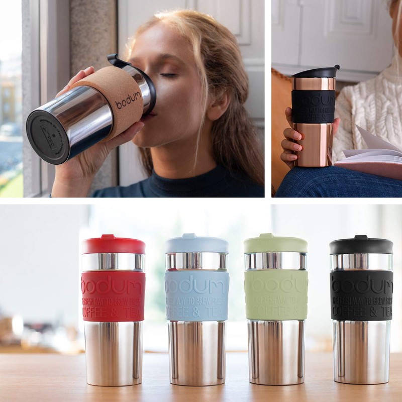 Bodum Vacuum Travel Mug, Small, Stainless Steel - Off White