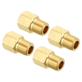 sourcing map 1/8 NPT Male x 1/8 NPT Female Brass Pipe Fitting Hex Reducer Adaptor for Water Gas Transfer, 4pcs