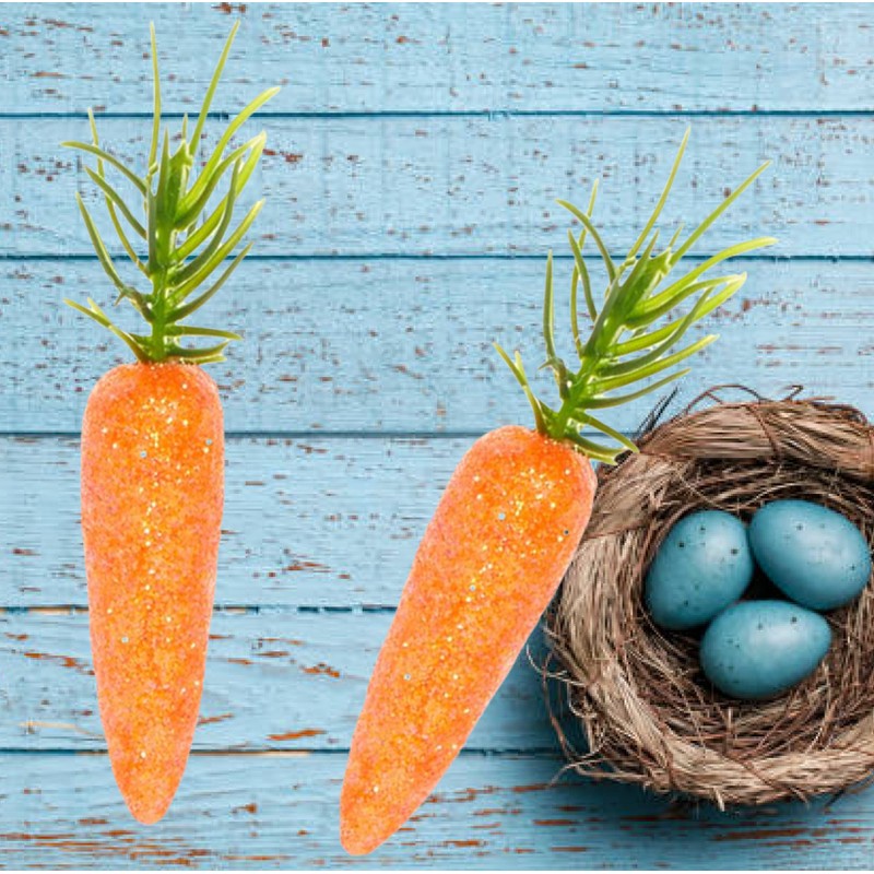 Easter 12 x Mini Glitter Carrots Bunny Egg Hunt Bonnet