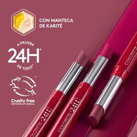 ésika  Labial Colorfix Barra 2 g, Acabado Mate, Larga Duración 24H, No Transfer, Color Intenso, con Aceite de Argán y Manteca de Karité, Labios...    