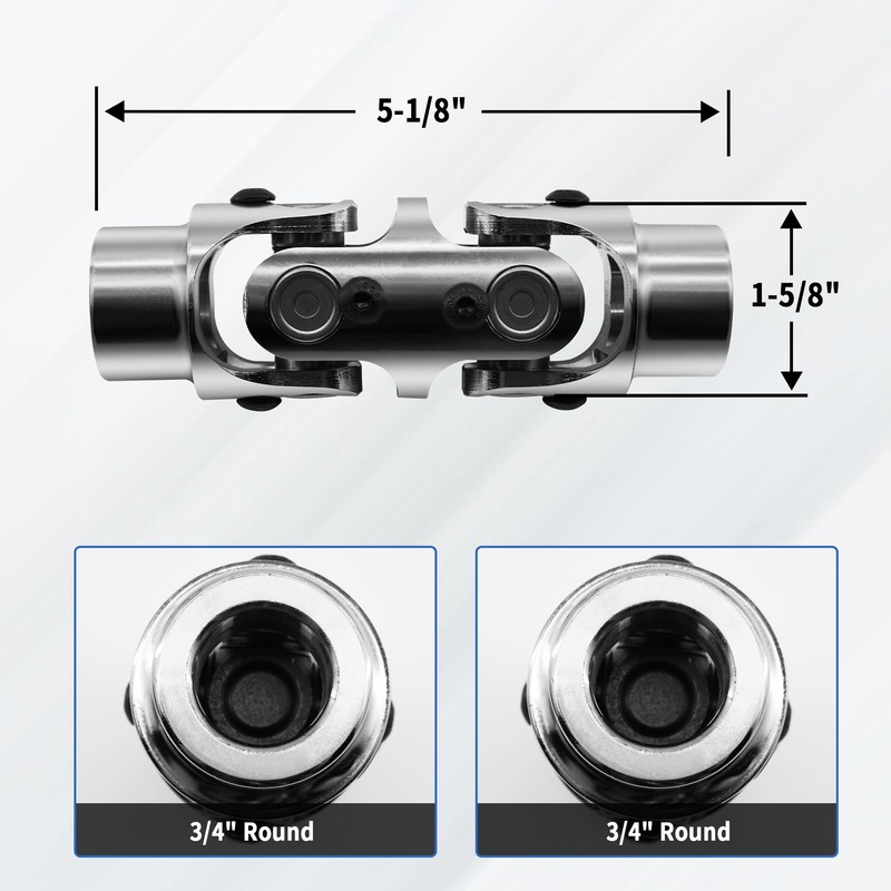 RABROPAR 3/4" Round X 3/4" Round Double Steering Shaft Universal