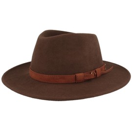 Rollable Outdoor Felt Hat | Trekking Hat | Wool Hat Made of 100 % Wool - Waterproof & Foldable - with Leather Fittings & Hat Inserts - For Men & Women - brown, size: 56