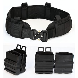 Iififun Clip Magazine Holder Quick Pull Box Clip Magazine Pouch with Tactical Belt for Nerf Tactics, Nerf Magazine (Black)