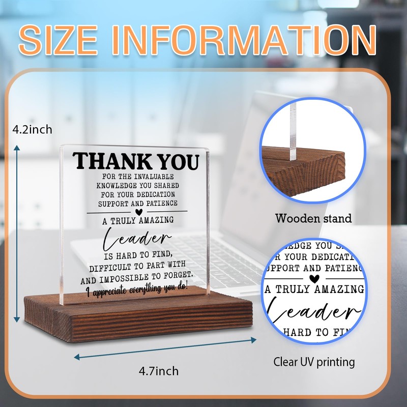 Thank You Leader Gift – Acrylic Desk Plaque with Appreciation