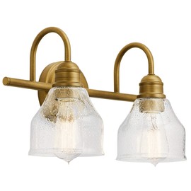 KICHLER Lighting 45973NBR Avery - 3 Light Bath Vanity Approved for Damp Locations - with Vintage Industrial Inspirations - 9.25 inches Tall by 24 inches Wide, Finish Color: Natural Brass