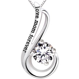 ALOV Jewelry Sterling Silver love mom forever Pendant Necklace…