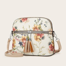 Minimalist Floral Print Shoulder Bag for Women, Purses and Handbags, Fashion Shoulder Bags for Women, Black, One Size, black