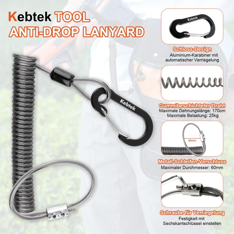 Anti-Drop Tool Tether for Power Tools, 25 kg Load Capacity,