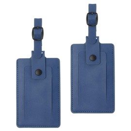 PATIKIL Luggage Tags for Suitcases, 2 Pack PU Leather Baggage Tags Privacy Protection Luggage Identifier Travel Bags Label Travel Accessories, Dark Blue