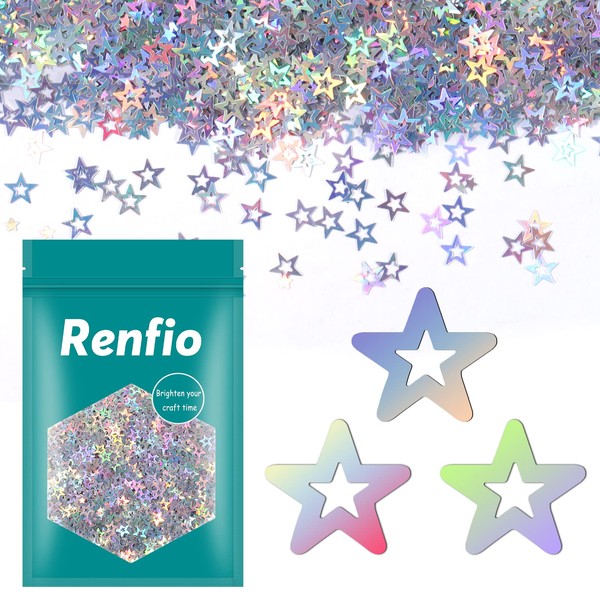 Renfio 1.75 Oz 50g Hollow Stars Confetti Glitter Micro Five-Pointed
