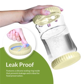 Pickle and Olive Glass Hourglass Jar with Strainer Flip - BPA-Free, Upgraded Food-Grade ABS Lid, Airtight One-Piece Storage for Wet and Dry Separation (8 holes-yellow)