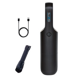 IGOTTE Portable Hand Vacuum Cleaner Handheld Cordless Cleaner for Pet Hair Dirt Home Dust, Car Interior, Lightweight, Easy to Use, Compact Design Battery Rechargeable with USB-C Cable (Black color)