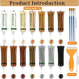 Laminate Repair Kit, Parquet Repair Kit, 14 Colours, Wood Repair Kit, Furniture Repair Kit, Repair Kit for Cracks Holes Scratches for Wooden Floor, Worktop, Door, Cabinet, Stairs