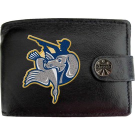 Klassek Gun Dog with Bird Country Field Sport Mens Wallet Real Black Leather RFID Blocking with Coin Pocket and Metal Gift Box