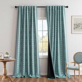 MEETSKY Boho Blackout Curtains Patterned Farmhouse Aqua Curtains 84 inch Long for Bedroom Living Room Full Room Darkening Drapes Thermal Insulated 2 Panels