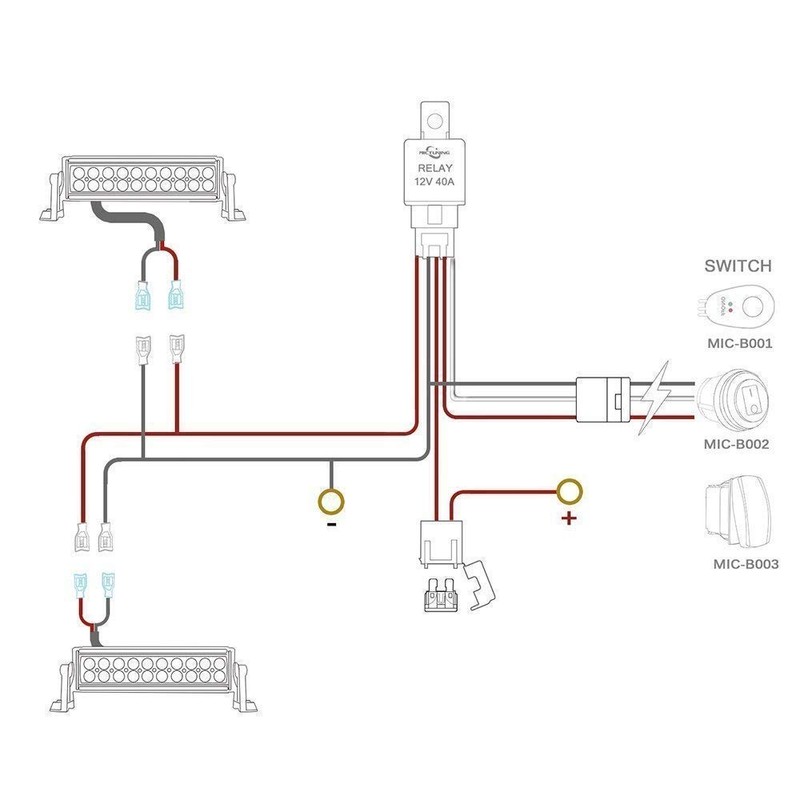 MICTUNING Light Bar Wiring Kit,LED Light Bar Wiring Harness for