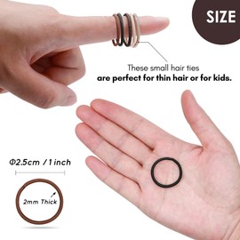 Qooocy 120 Pcs Small Hair Ties for Thin Hair & Kids - 1 Inch, 2mm No-Damage Elastic Bands in, Natural