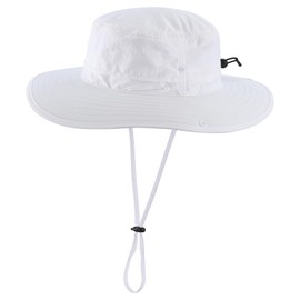 Decentron Outdoor Fishing Sun Hat for Men UPF 50+ Summer Safari Hat Breathable Cowboy Hat White
