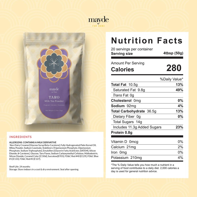 Mayde Taro Milk Tea Powder, Instant Milk Tea Powder From
