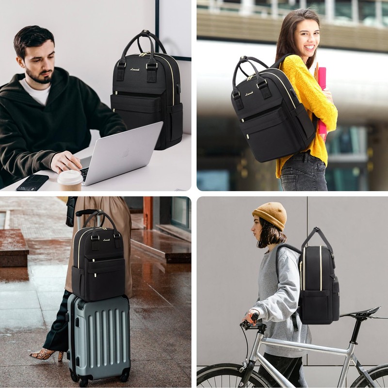 Lovevook Women's Backpack, for 14 Inch Laptops, Black
