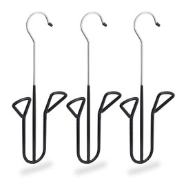 Relaxdays Shoe Hangers, Set of 3, Holder with Non-Slip Coating, for Various Shoe Types, H x W x D 33.5 x 14 x 4 cm, Black