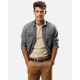 BOSTANTEN Belts Men Leather Casual Belts for Men 1 3/8" for Work Business Casual Golf Dress Pants Black