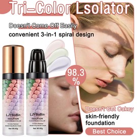 LJYBoBin 2PCS 3 In 1 Color Correcting Cream,Moisturizing Isolation Cream Oil Control One Step Color Corrector,Skin Tone Correcting Concealer & Invisible Pore Face Primer Foundation Makeup