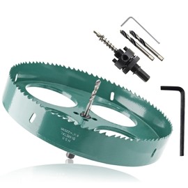 Qjaiune 8-7/8 Inch / 225mm Hole Saw with Arbor, 8.875 Inch Hole Saw HSS Bi-Metal Hole Cutter Smoothly Cutting in Cornhole Boards, Plastic, Wood, Fiberboard, Drywall