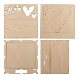 Rayher "All you need is love" wooden building 3D motif frame, FSC mix credit, natural, 24 x 24 x 6.3 cm, 16 pieces, box 1 set, 62887505
