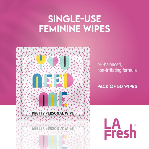 La Fresh Travel Feminine Hygiene Wipes - Portable and Discreet - 50 Individually Sealed Packets
