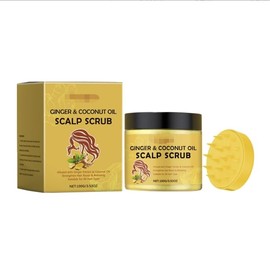 SONGQEE Ginger Scalp Scrub Exfoliator,Exfoliating Scalp Relief,Strengthens Hair Roots, Includes Scalp Massager, Dandruff Relief & Scalp Massage Scrub with Coconut Oil & Natural Sea Salt