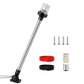 SETYPARY 24 Inches Anchor Light Boat Stern Light Waterproof, White Fold Down Marine Navigation Lights for Boats LED for Pontoon, Jon Boat and Bass Boat (12-24V)