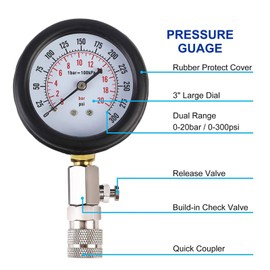 Professional Petrol Engine Compression Tester Kit Fuel Cylinder Pressure Gauge Tool Set for Cars Automotive Motorcycles