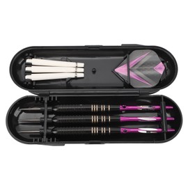 Dart Set Professional Steel Aluminum PET Knurling Grooves Design with Carry Case Metal Tip Darts Set for Party Practice Purple