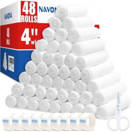 Navona 48 Pack Gauze Rolls 4 in x 4.1 Yards, Individually Wrapped Rolled Gauze Breathable, Mummy Wraps, Guaze Wrap Roll for Wounds